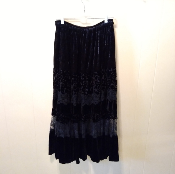 Dresses & Skirts - Black Velour Maxi Skirt Sheer Size XL